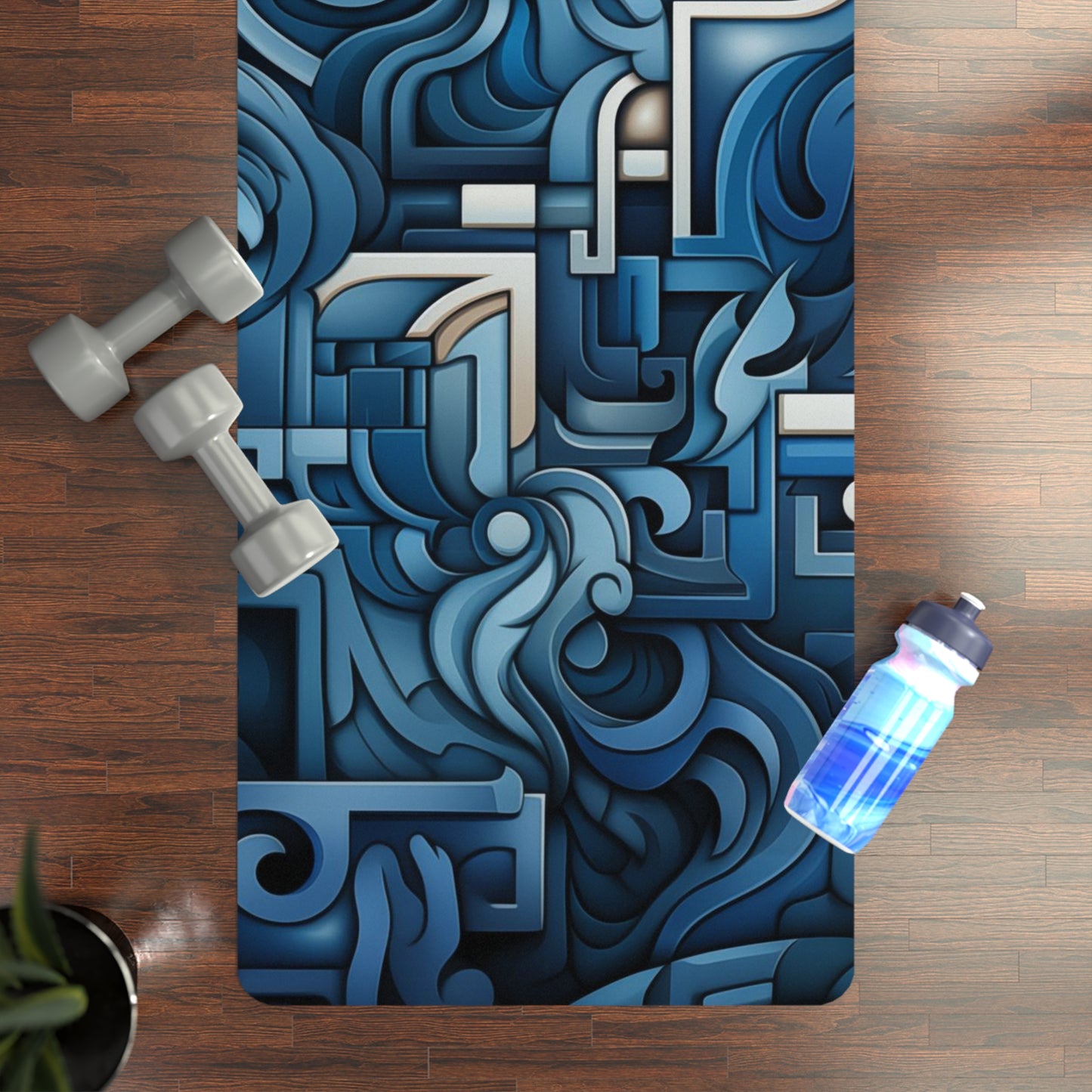 Rubber Yoga Mat- Ginevra Bhujangasana Greek Key