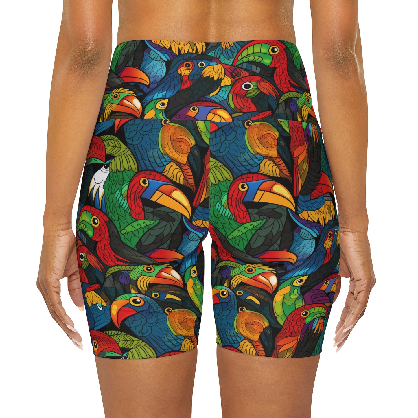 High Waisted Yoga Shorts - Toucan Clan