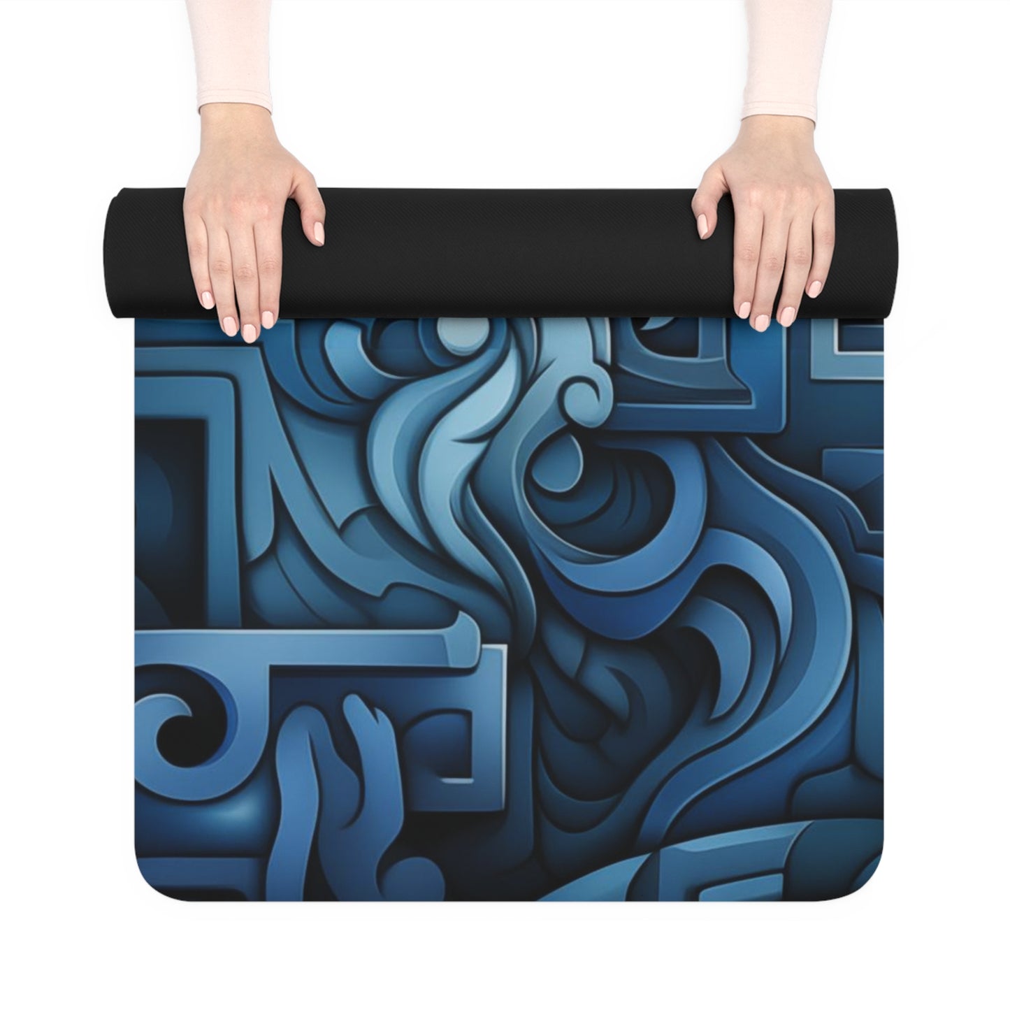 Rubber Yoga Mat- Ginevra Bhujangasana Greek Key