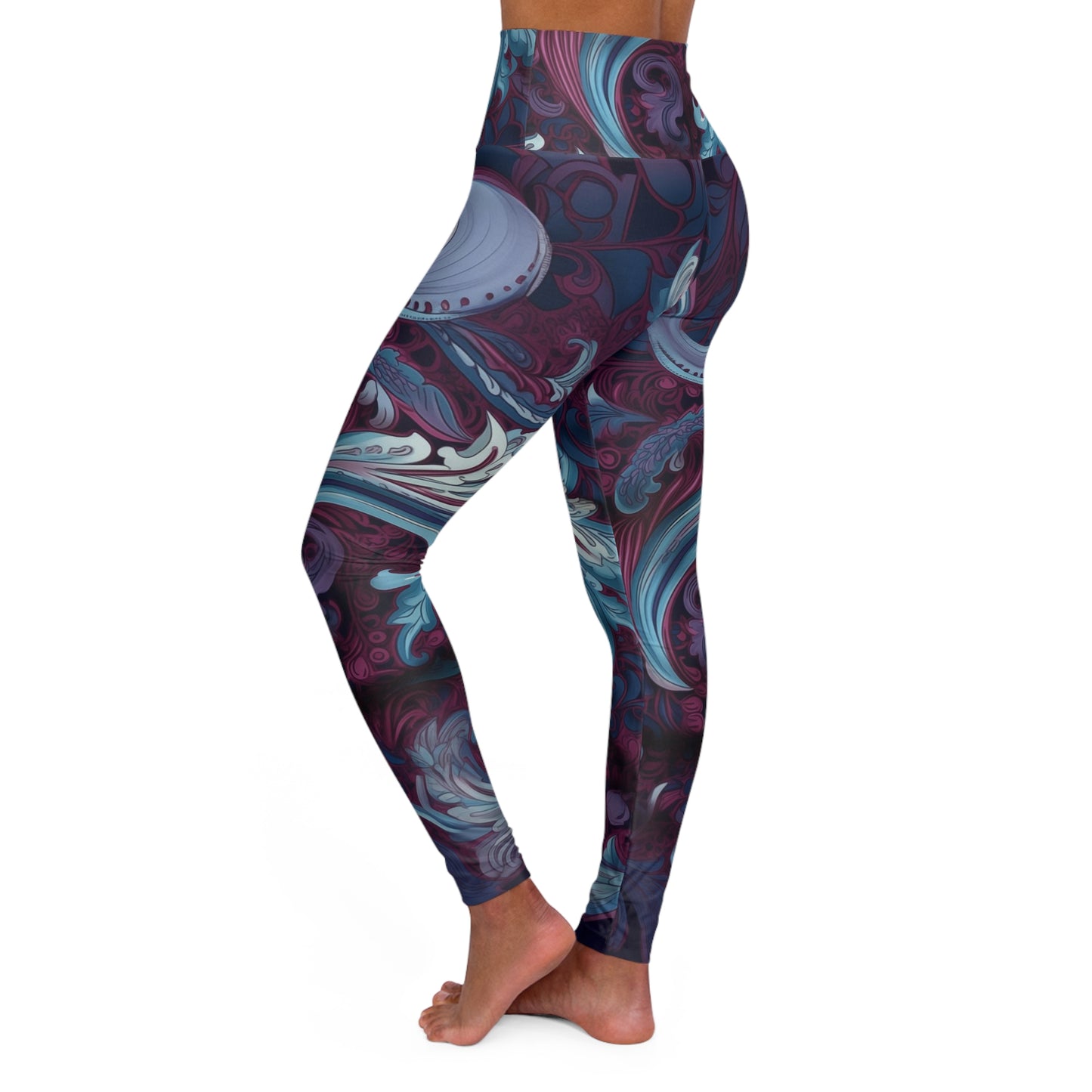 High Waisted Leggings - Morcant Ottawa Paisley