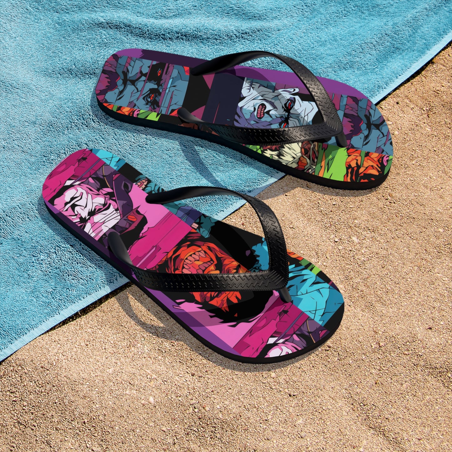 Unisex Flip-Flops - Spooky Monsters Anime Beta
