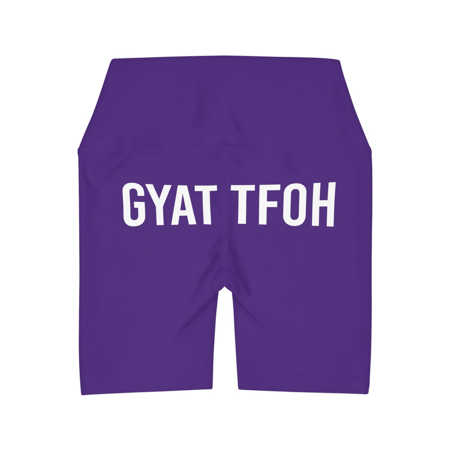 High Waisted Yoga Shorts | GYAT TFOH | White on Purple