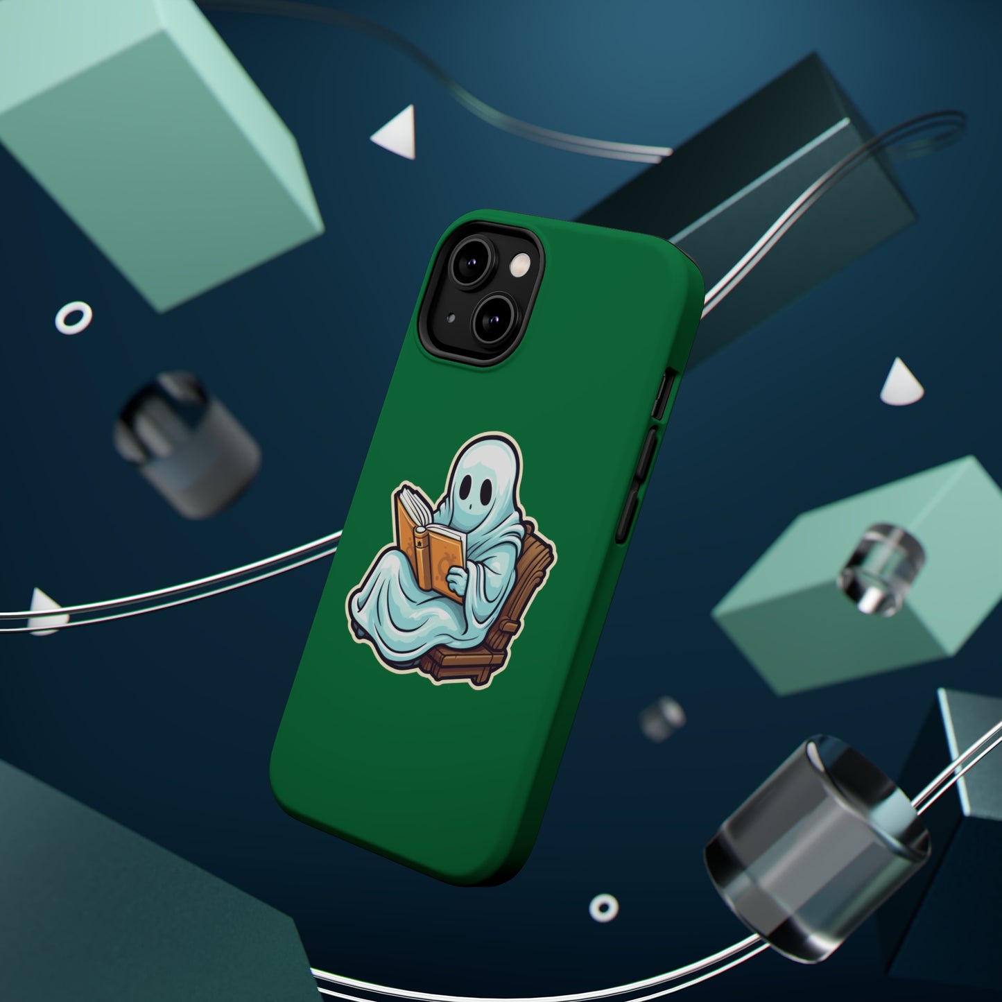 Ghost Reading Books iPhone Case, Halloween Teacher Gift, Librarian, Ghost, Halloween MagSafe Tough iPhone Case