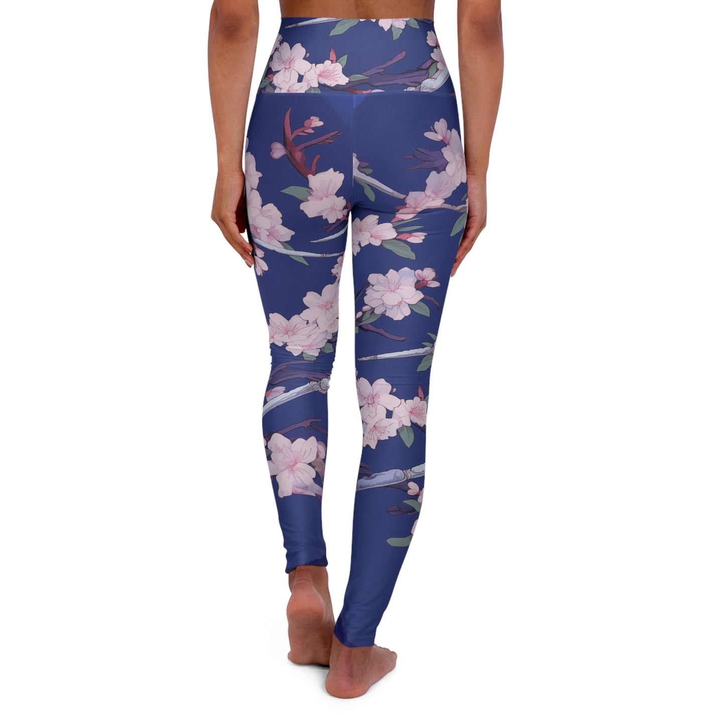 High Waisted Leggings - Astrid Matsyasana Katanas Cherry Blossoms
