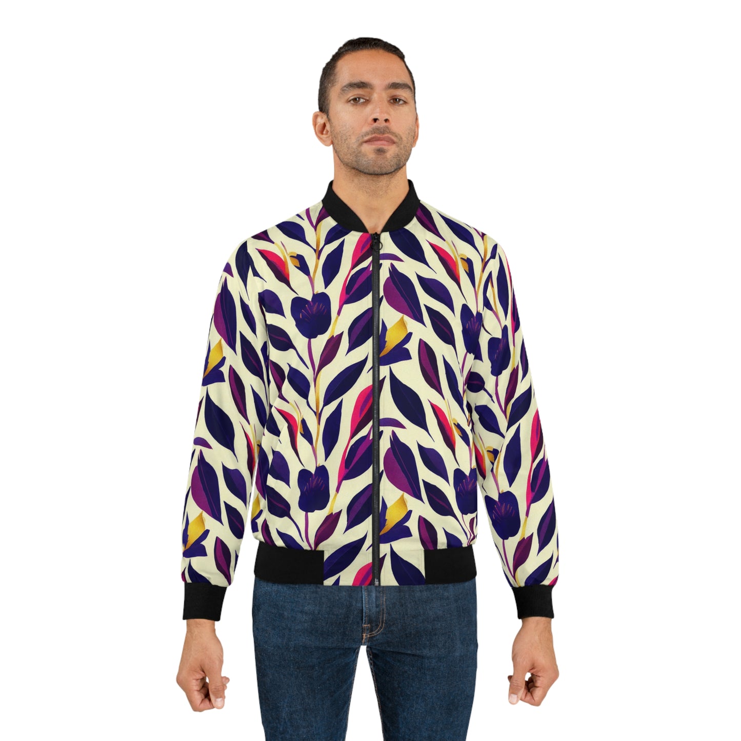 Men's Bomber Jacket - Violet Flourish Damask