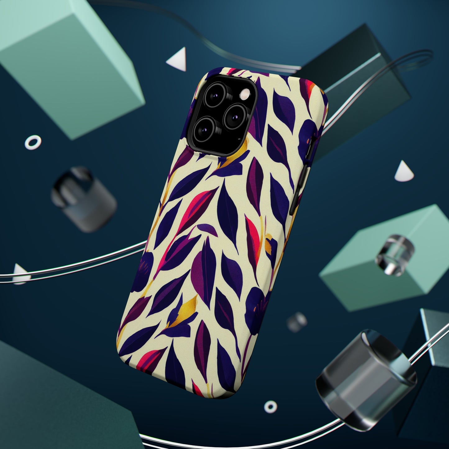 MagSafe Tough iPhone Case - Violet Flourish Damask