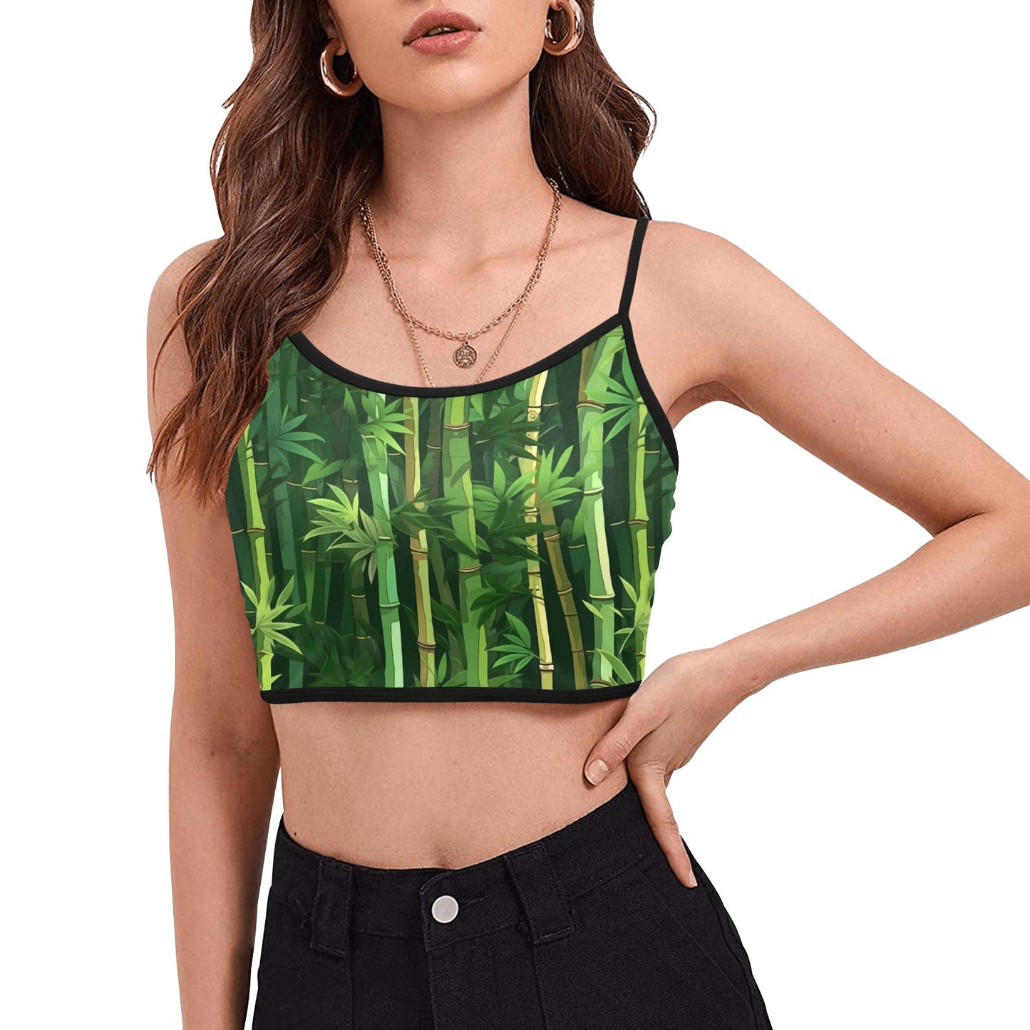 Women's Spaghetti Strap Crop Top - Secret Forest