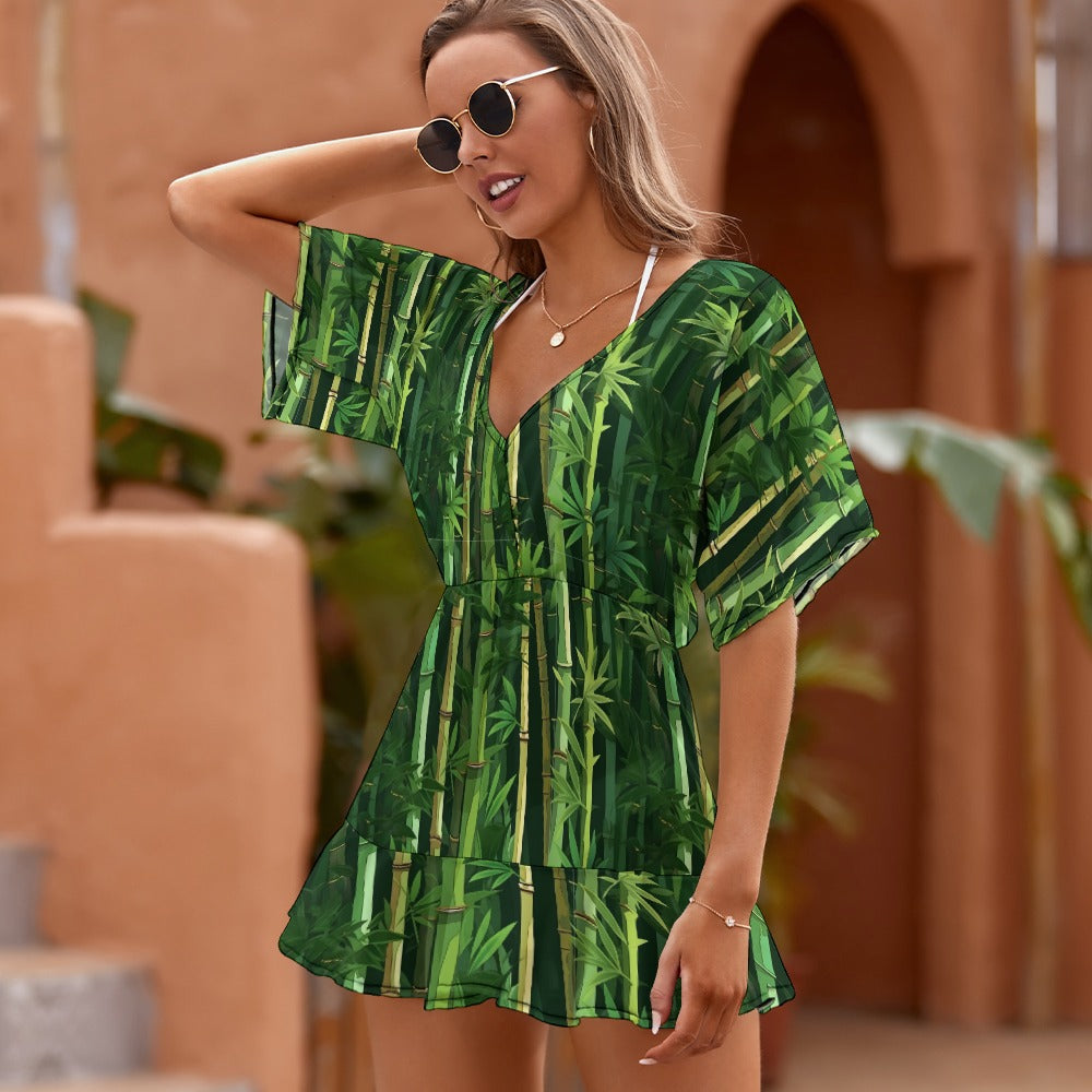Ladies Thin Short Sleeve One Piece Dress - Secret Forest