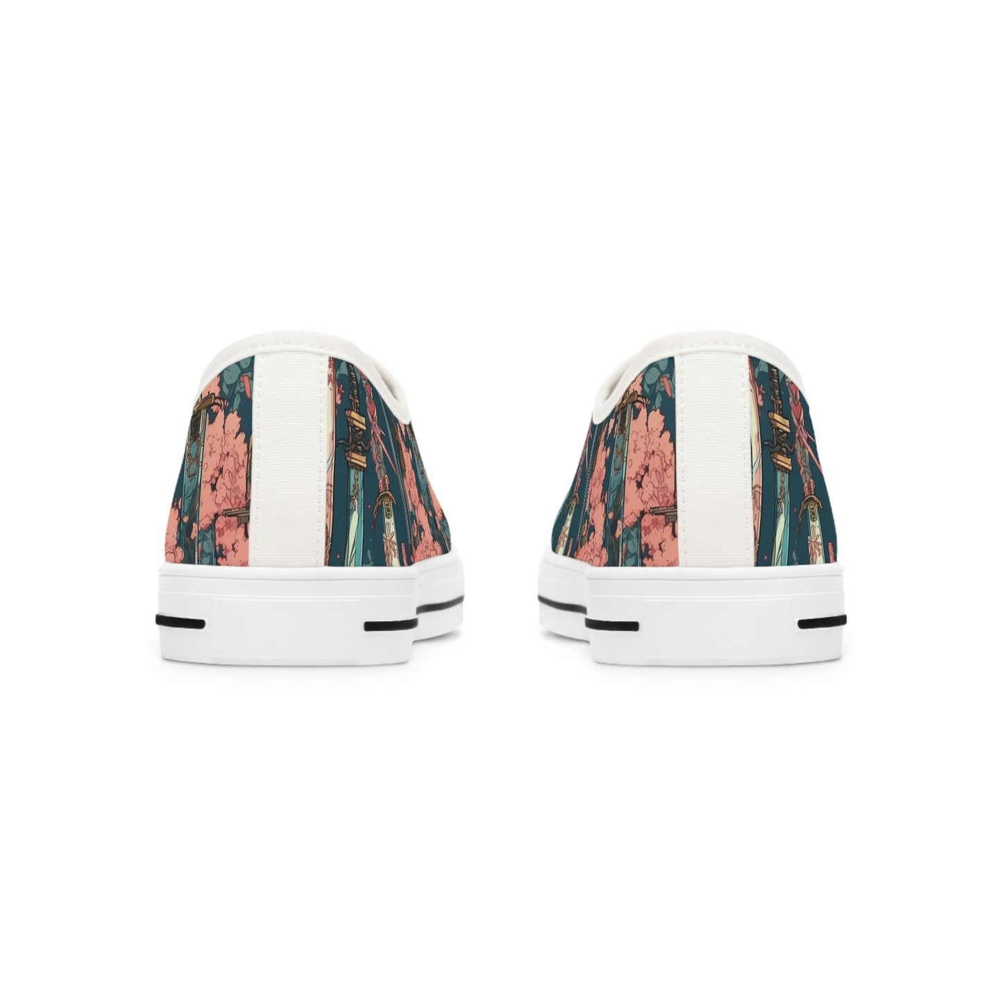 Katanas & Cherry Blossoms - Women's Low Top Sneakers