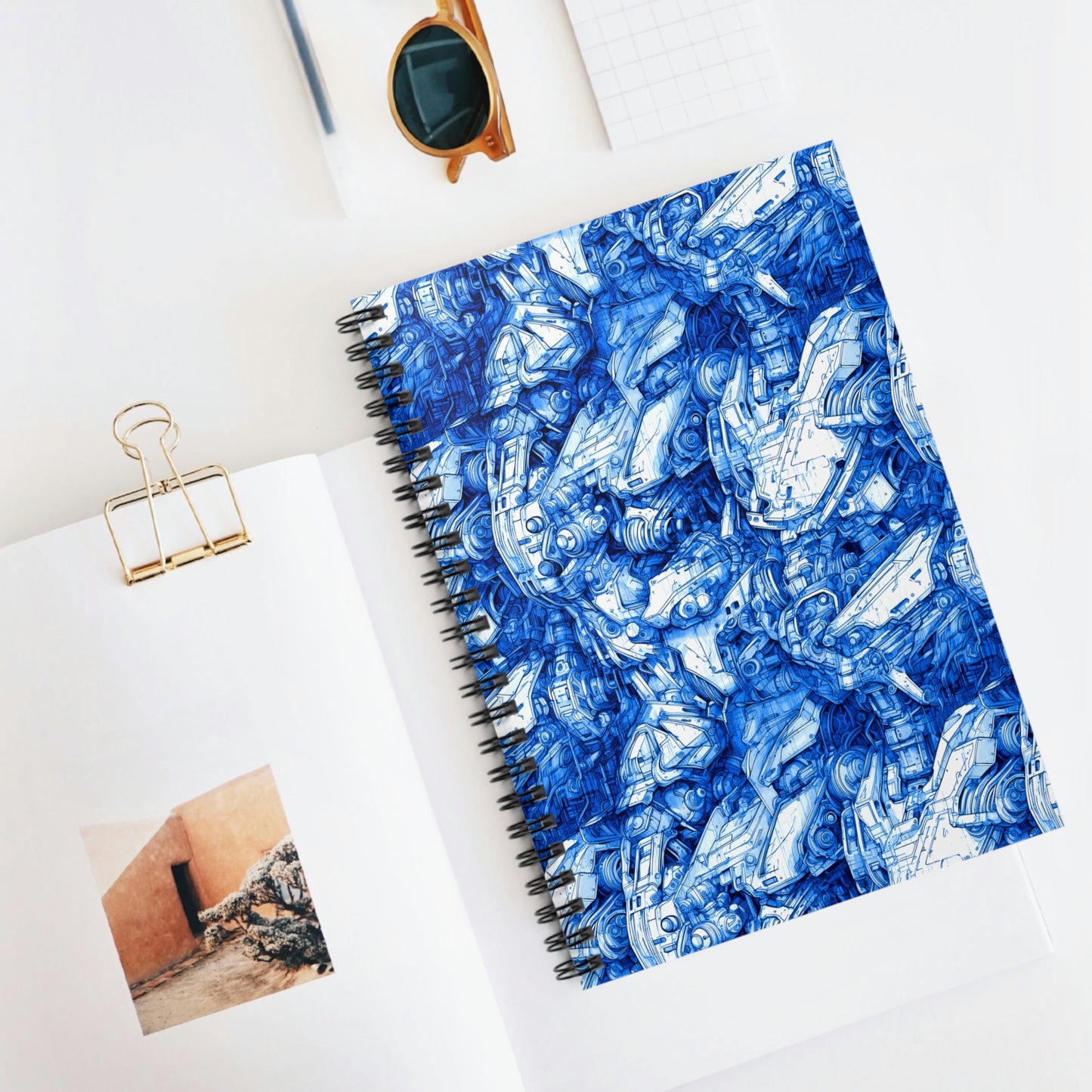Mecha Blueprint - Spiral Notebook - Ruled Line