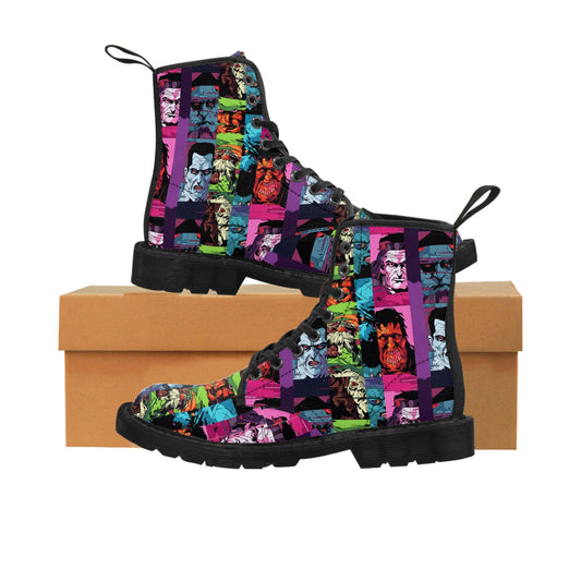 Women's Canvas Boots - Spooky Monsters Anime Beta