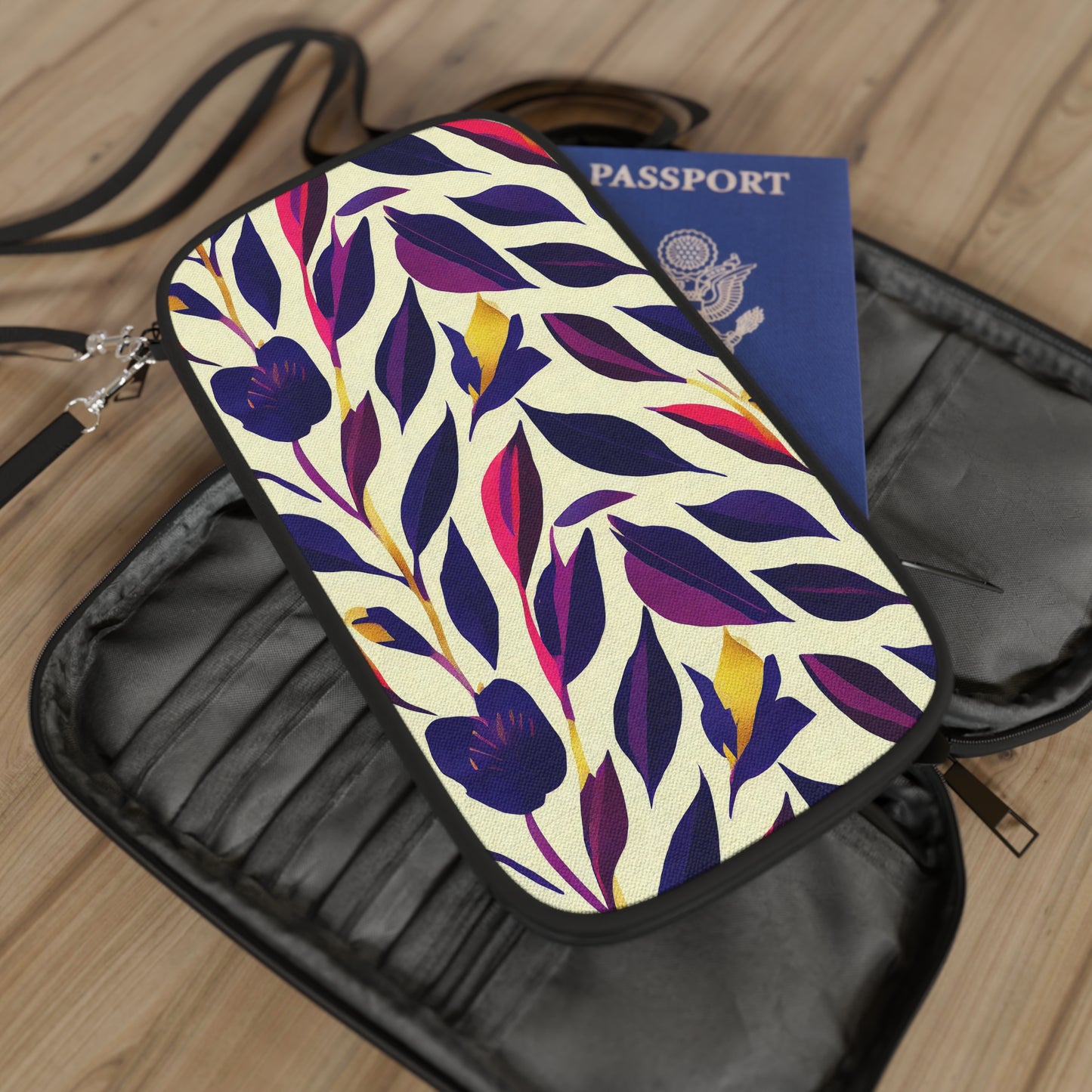 Passport Wallet - Violet Flourish Damask