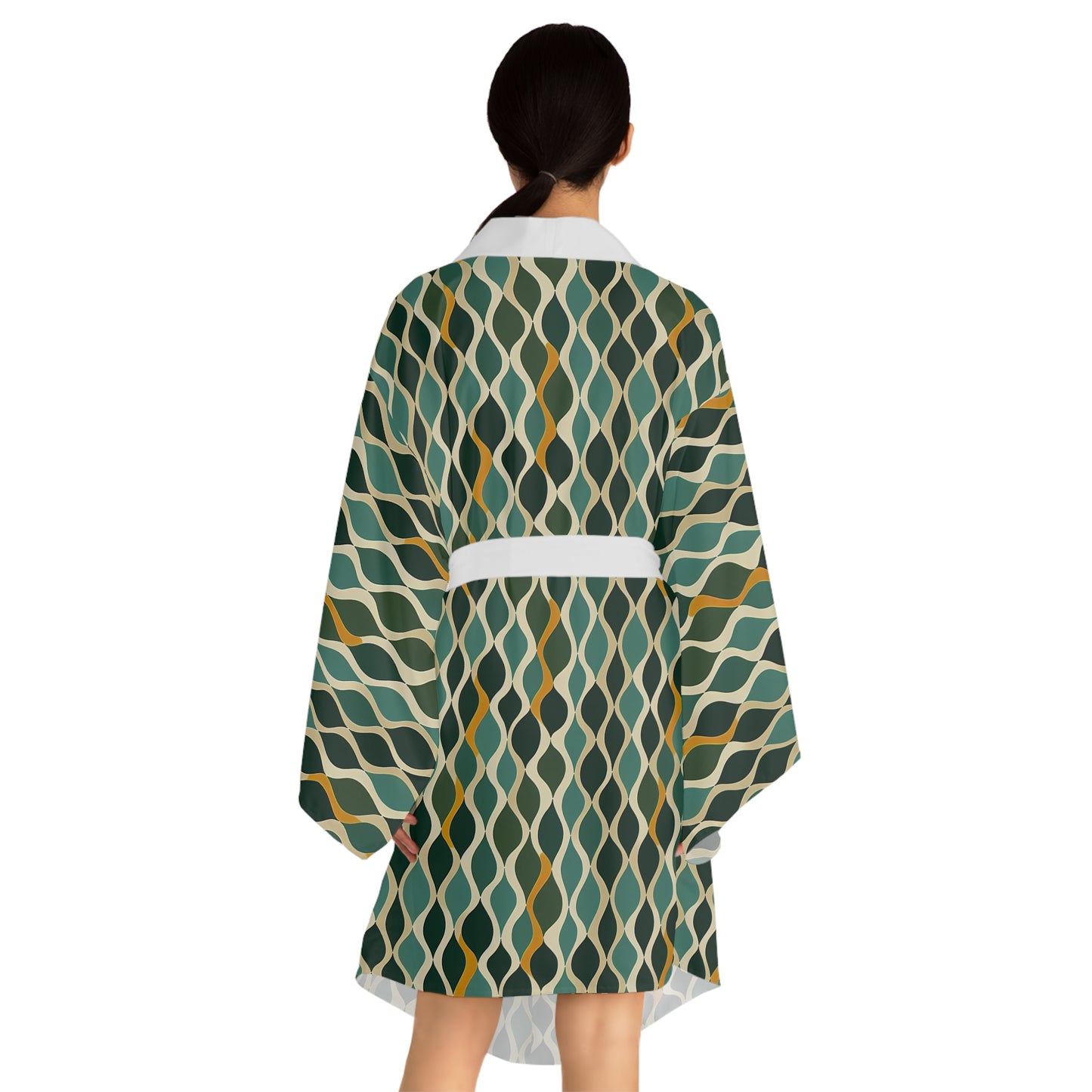 Long Sleeve Kimono Robe - Deco Acqua Ringlets