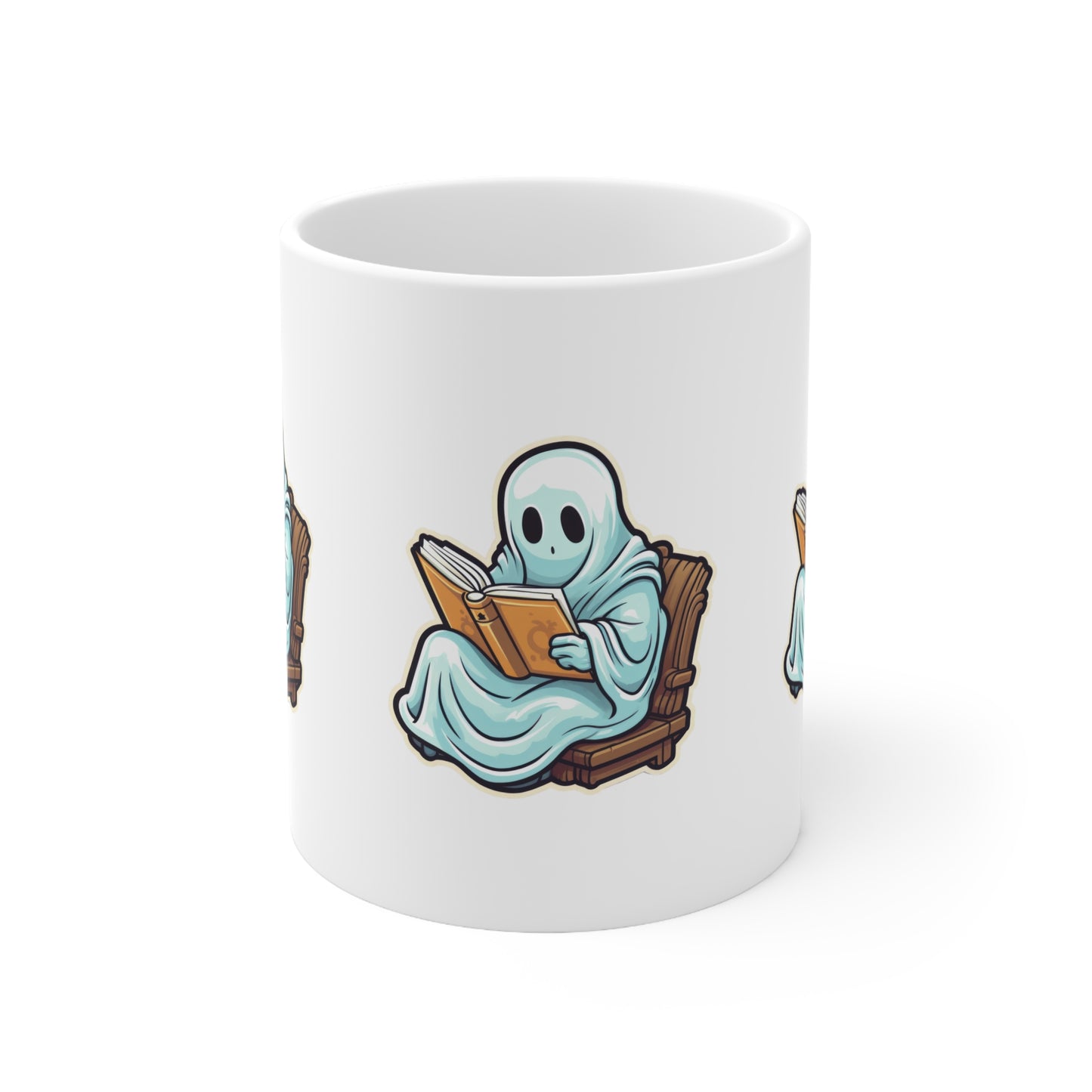 Ghost Reading Books Ceramic Mug, Halloween Teacher Gift, Librarian, Ghost, Halloween Mug