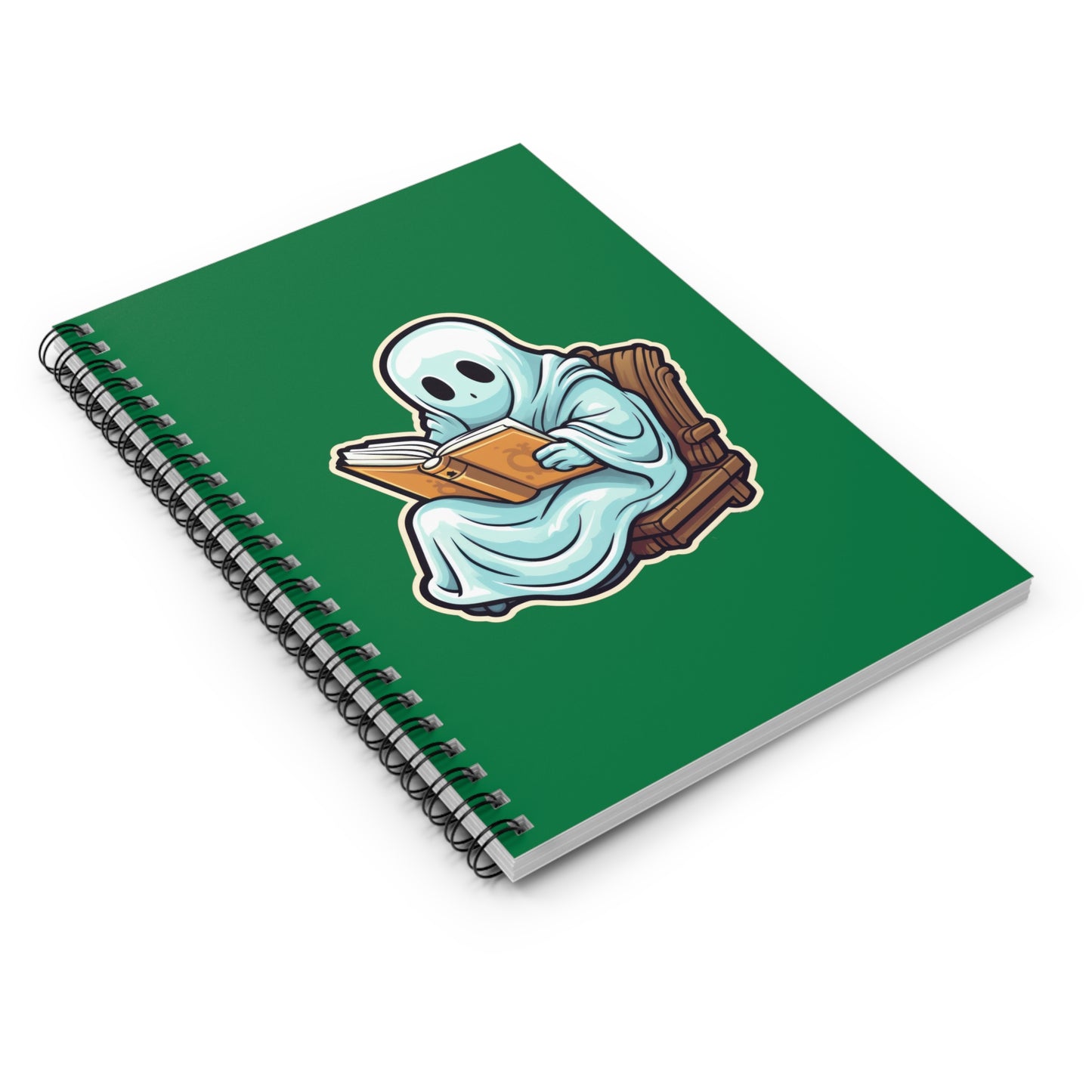 Ghost Reading Books Spiral Notebook with Ruled Line, Halloween Teacher Gift, Librarian, Ghost, Halloween Notebook