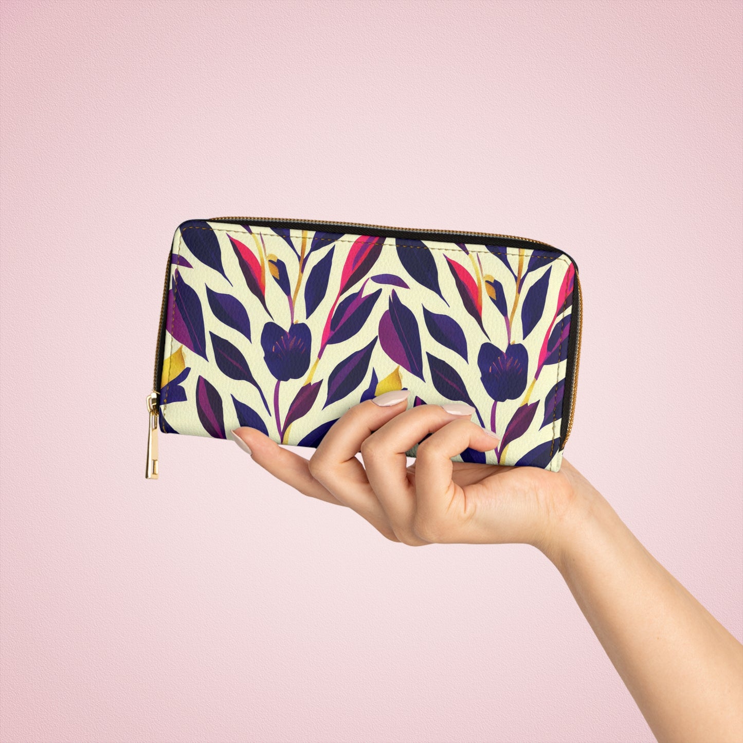 Zipper Wallet - Violet Flourish Damask