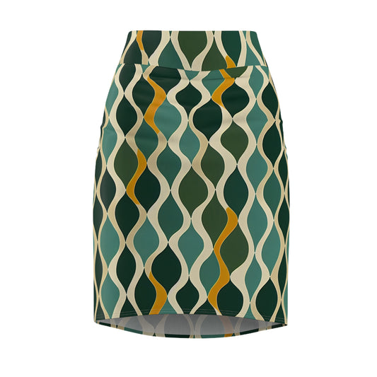 Pencil Skirt - Deco Aqua Ringlets