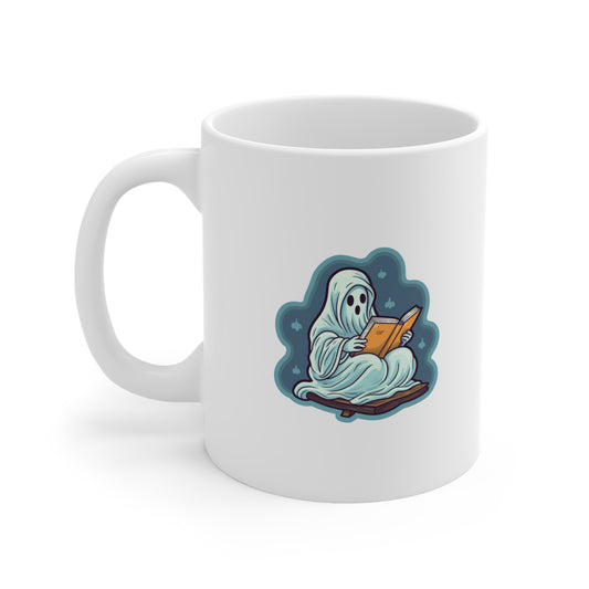 Bookish Ghost Mug, Halloween Literary Mug, Teacher's Halloween Present, Librarian Themed Mug, Spooky Ghost Mug