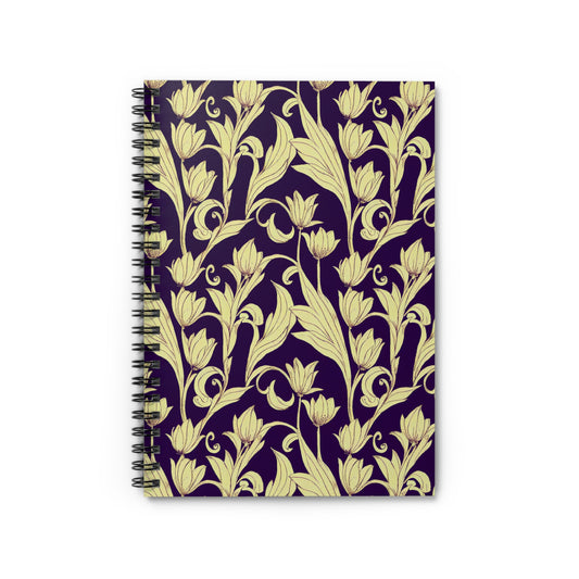 Spiral Notebook with Ruled Line - Baroque Blossom Damask