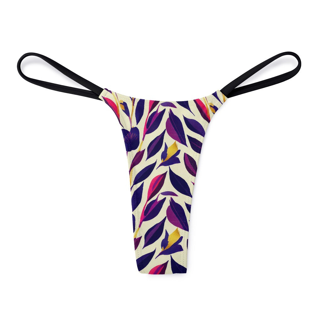 Women's Thin Thong - Violet Flourish Damask