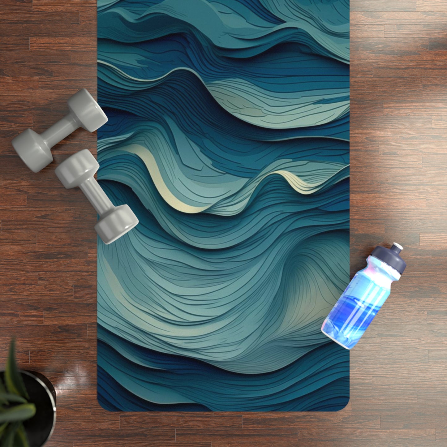 Rubber Yoga Mat- Jehanne Tadasana Ocean Waves