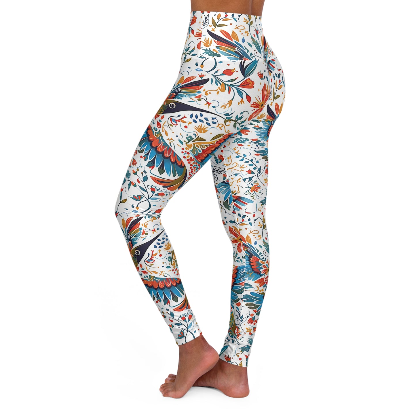 High Waisted Leggings - Colibri Abstract