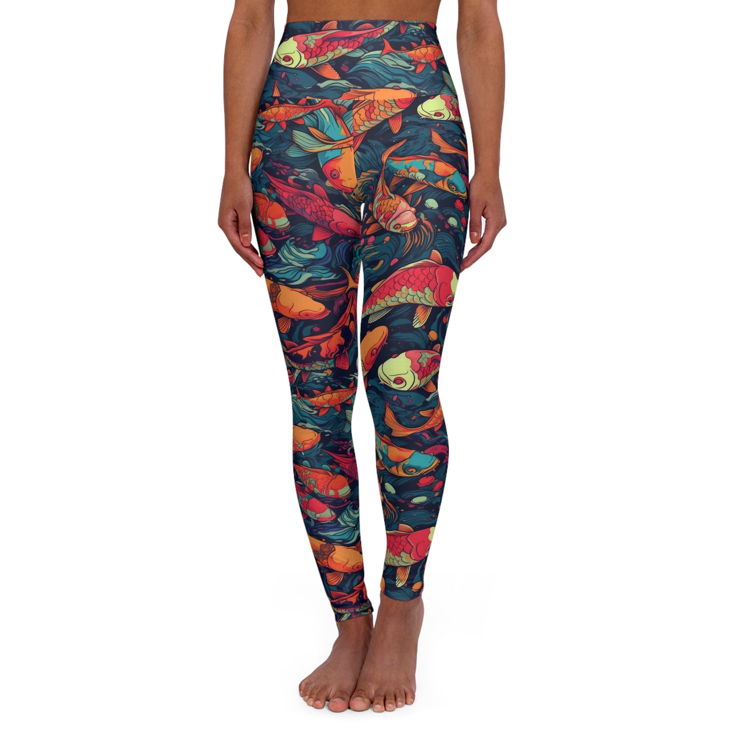 High Waisted Leggings - Koi Menagerie