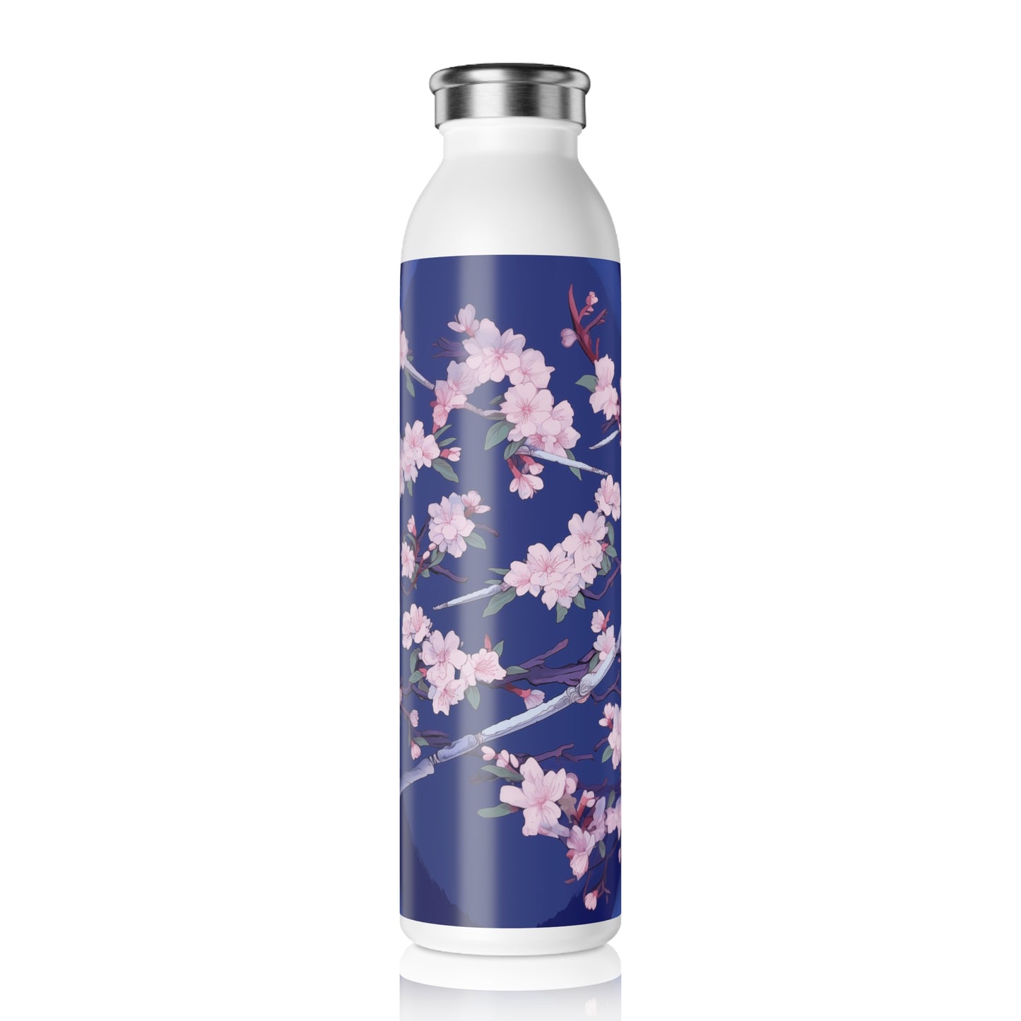 Slim Water Bottle - Astrid Matsyasana Katanas Cherry Blossoms