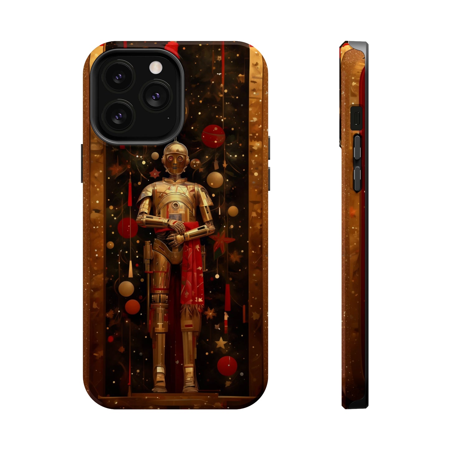 MagSafe Tough iPhone Case - C3P0 Christmas Card painted by Norman Rockwell