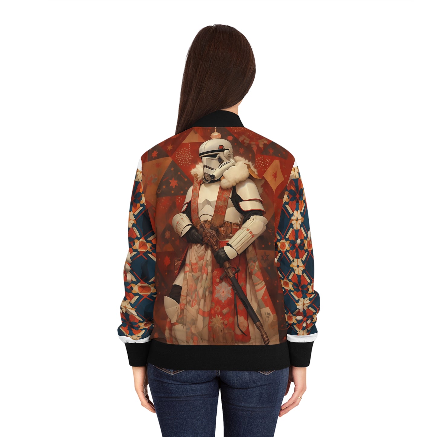 Women's Bomber Jacket - Storm Trooper Norman Rockwell Christmas Card