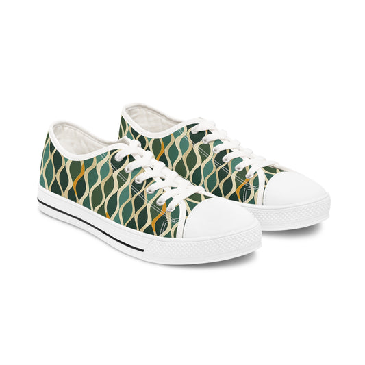 Women's Low Top Sneakers - Deco Aqua Ringlets