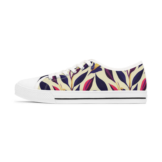 Violet Flourish Damask - Women's Low Top Sneakers