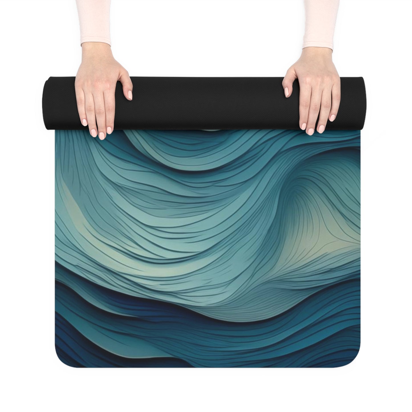 Rubber Yoga Mat- Jehanne Tadasana Ocean Waves