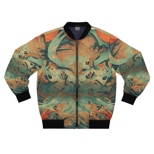Men's Bomber Jacket - Baby Yoda Grogu Art Deco Frank Lloyd Wright Design