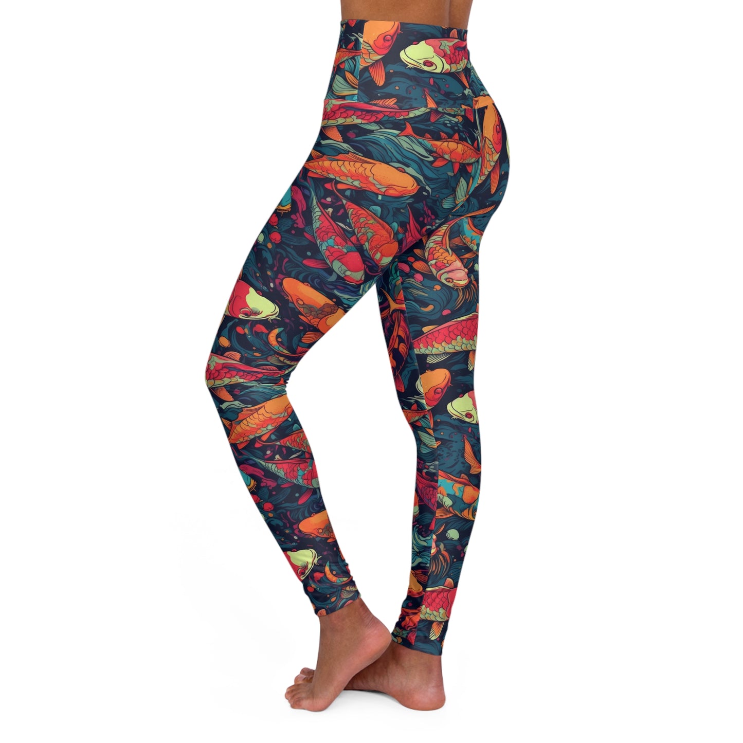 High Waisted Leggings - Koi Menagerie