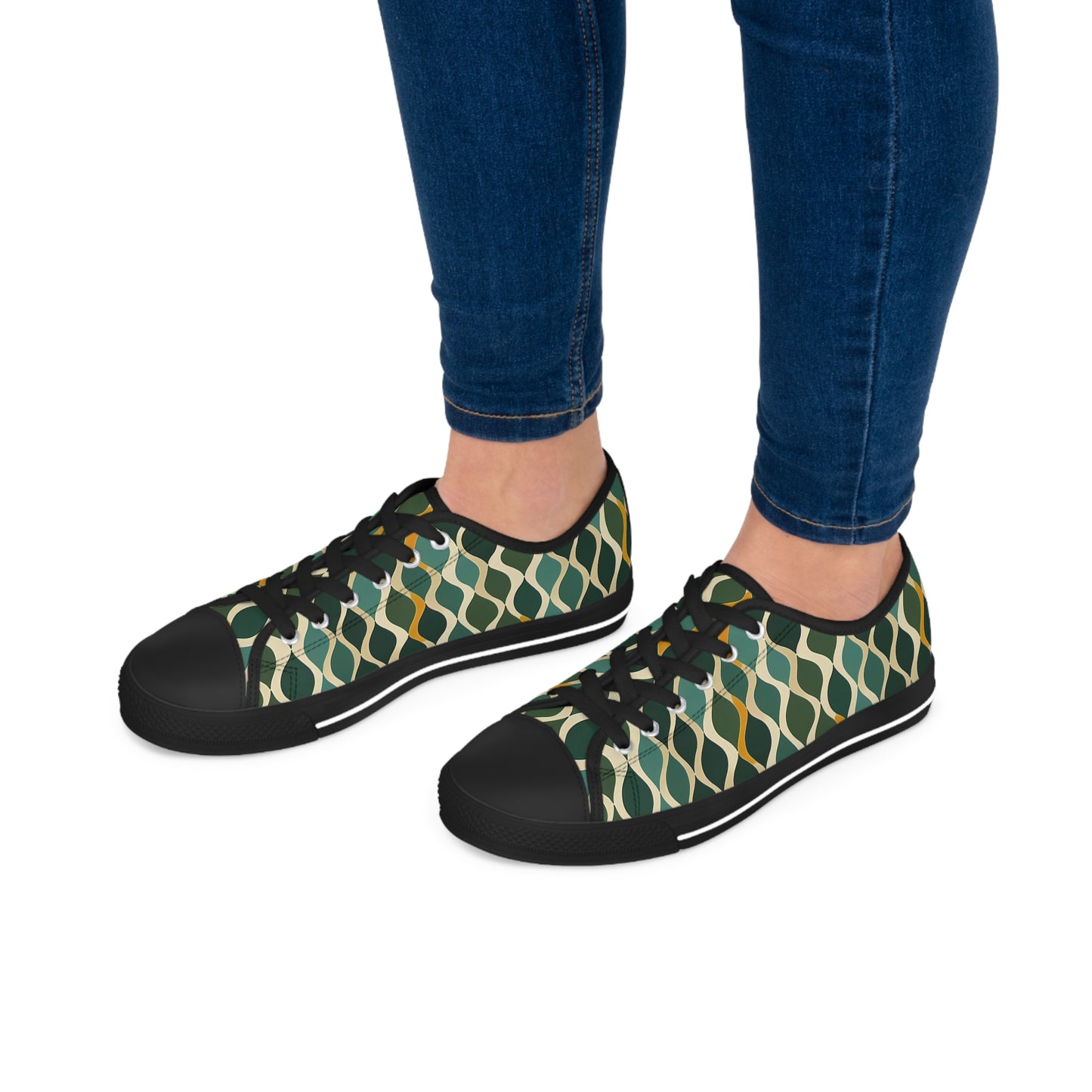 Women's Low Top Sneakers - Deco Aqua Ringlets