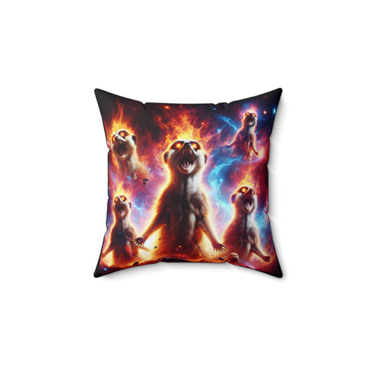 Spun Polyester Square Pillow - Meerkat Cosmic Level