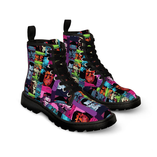 Men's Canvas Boots - Spooky Monsters Anime Beta