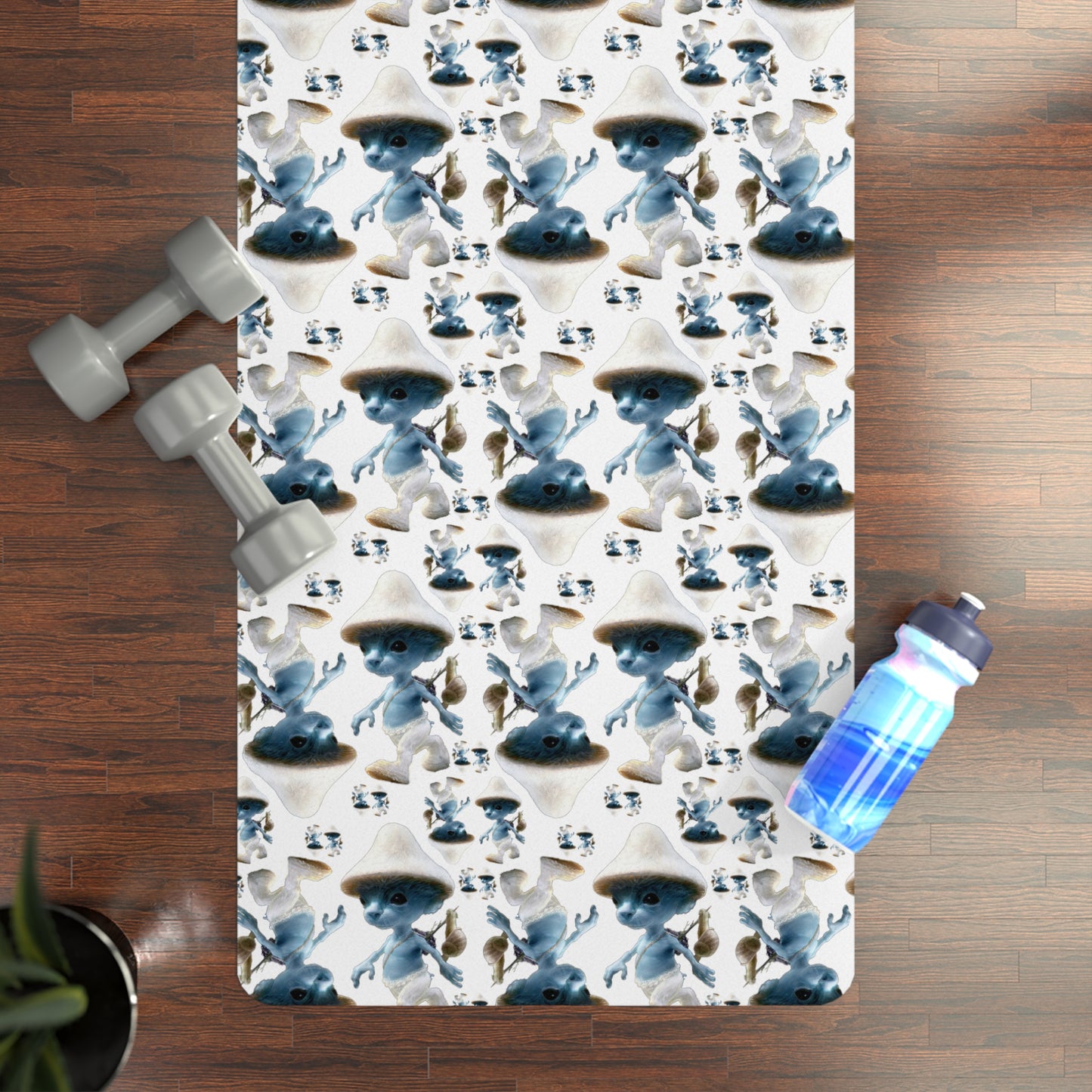 Rubber Yoga Mat - Smurf Cat Pattern