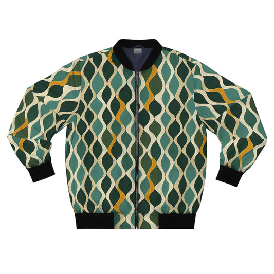 Men's Bomber Jacket - Deco Aqua Ringlets