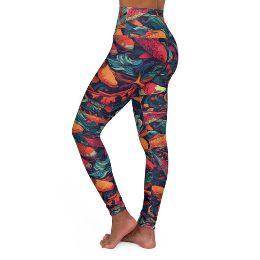 High Waisted Leggings - Koi Menagerie