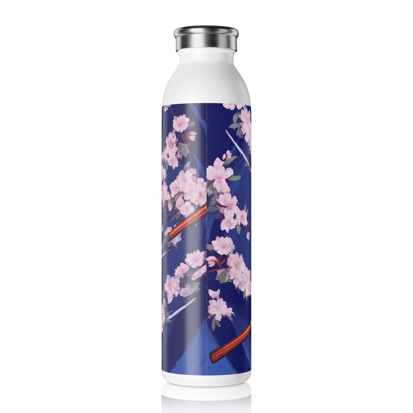 Slim Water Bottle - Astrid Matsyasana Katanas Cherry Blossoms