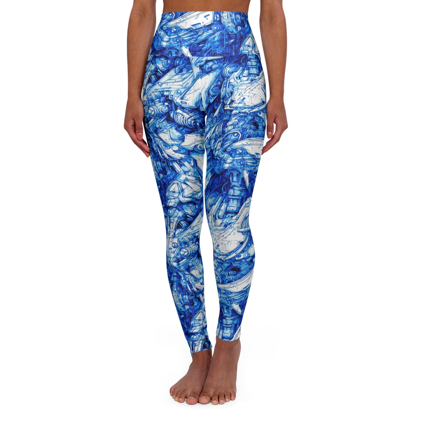 High Waisted Leggings - Mecha Blueprint