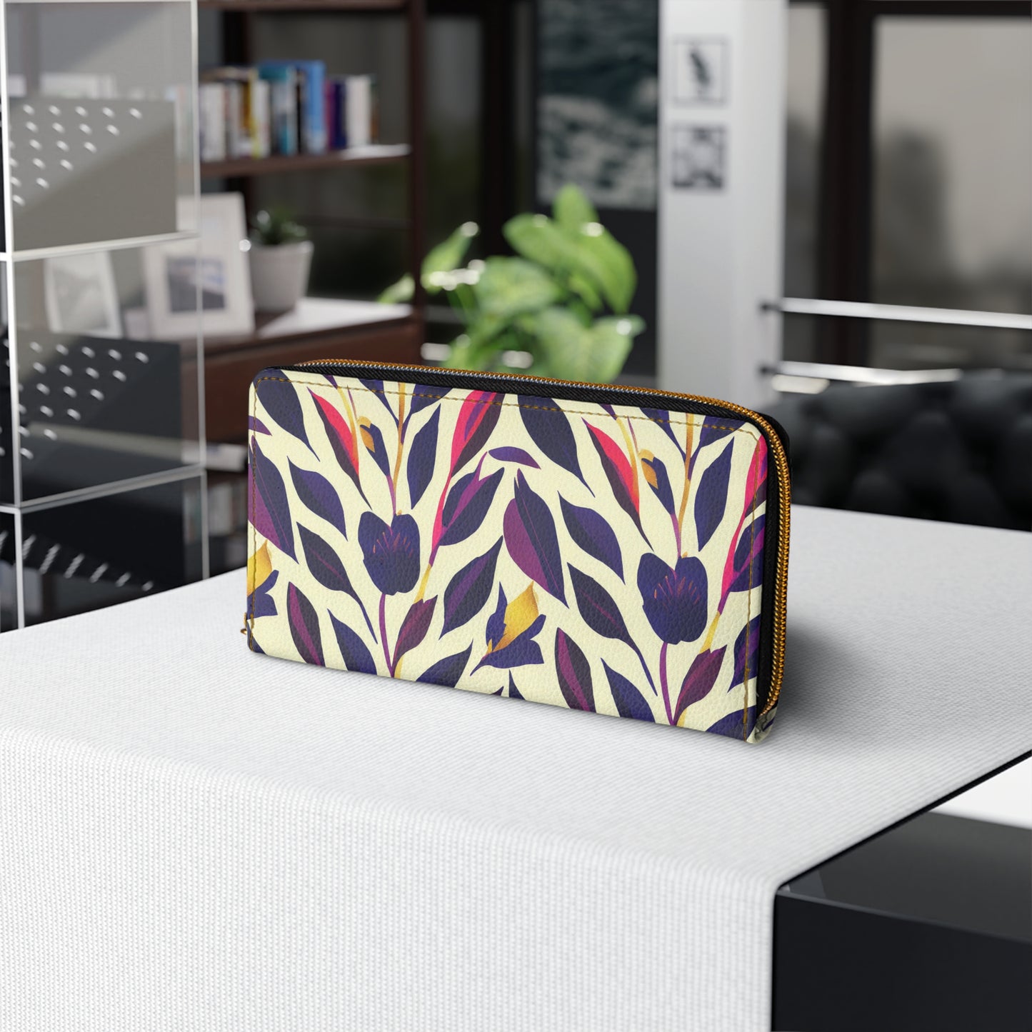 Zipper Wallet - Violet Flourish Damask