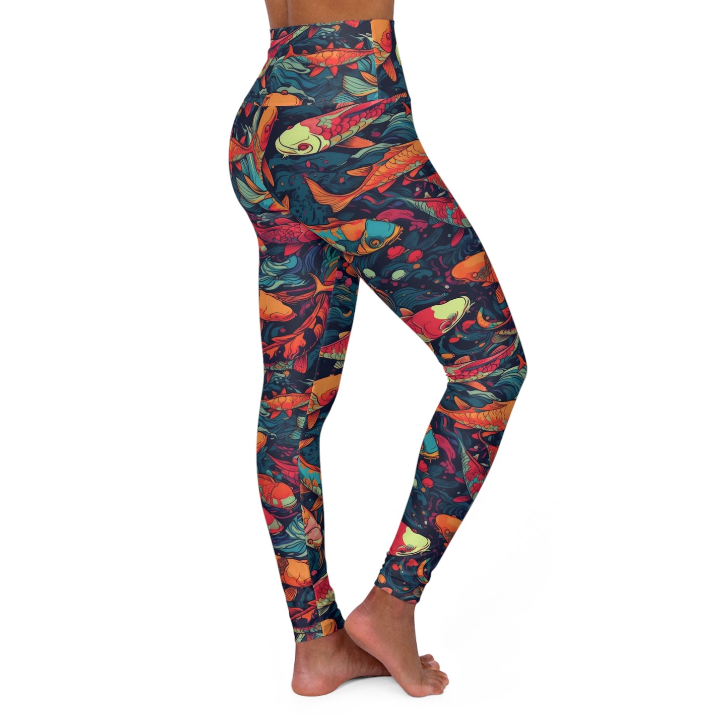 High Waisted Leggings - Koi Menagerie