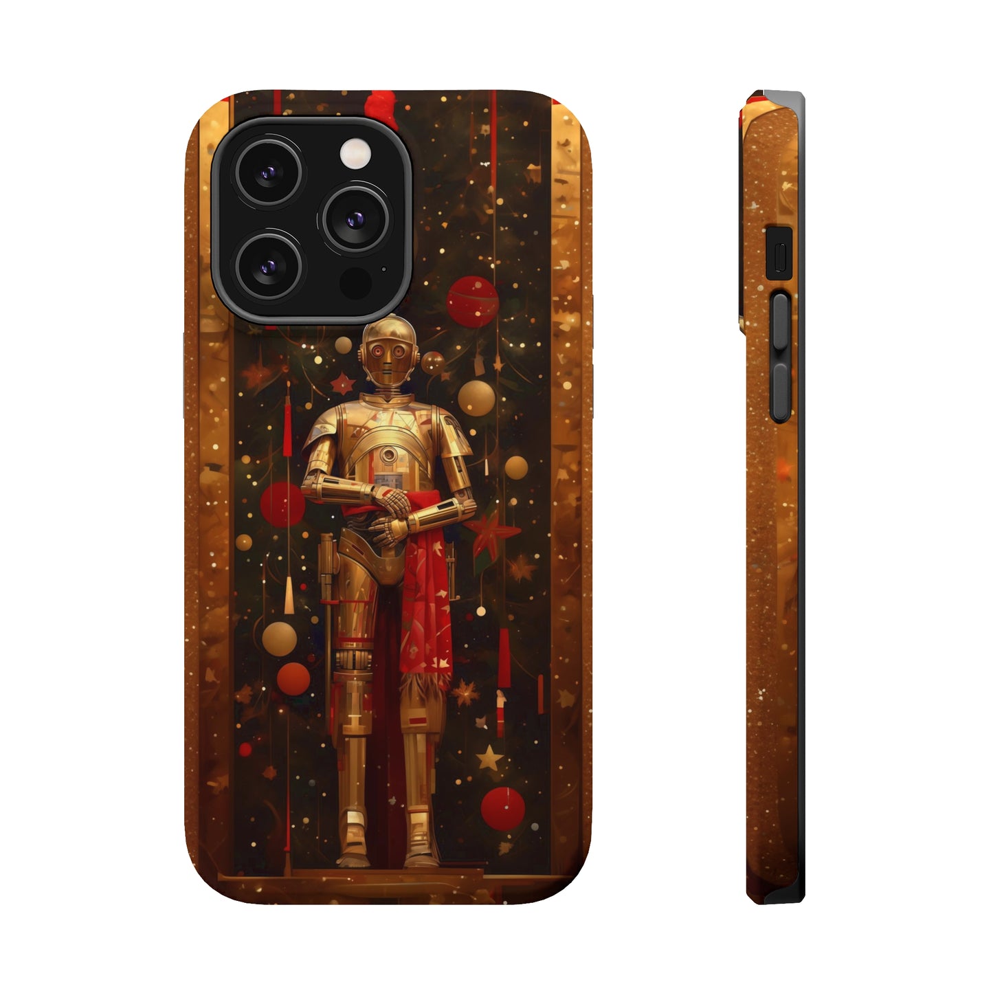 MagSafe Tough iPhone Case - C3P0 Christmas Card painted by Norman Rockwell