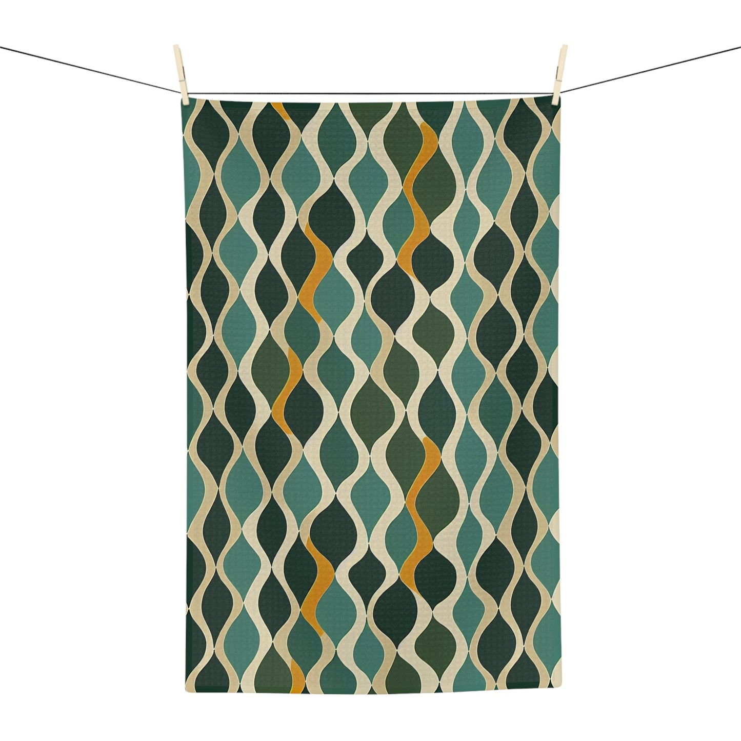 Soft Tea Towel - Deco Aqua Ringlets