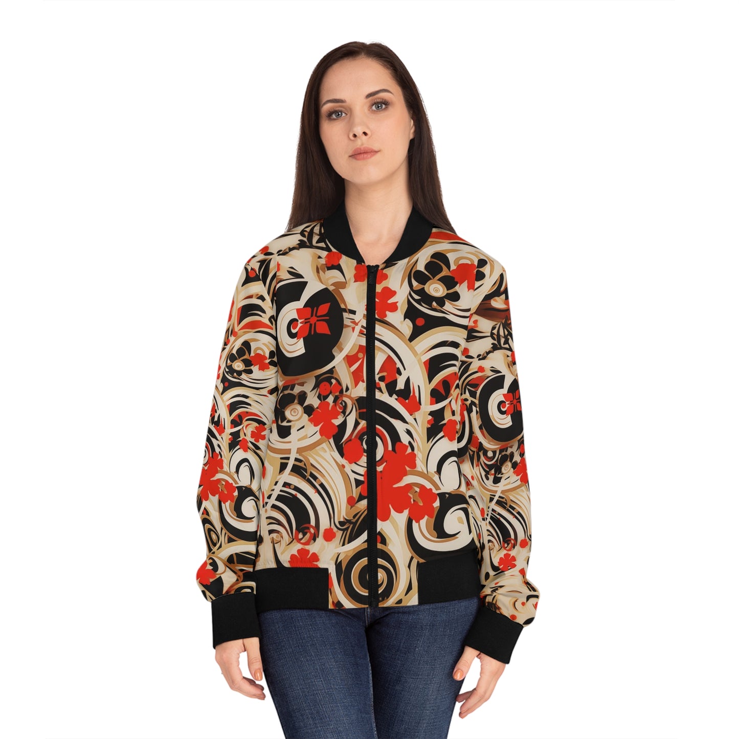 Women's Bomber Jacket - BB-8 Paper Cut Craft Illustration