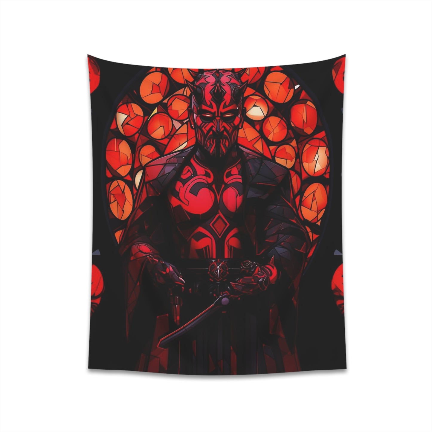 Printed Wall Tapestry - Darth Maul Catholic Stained Glass