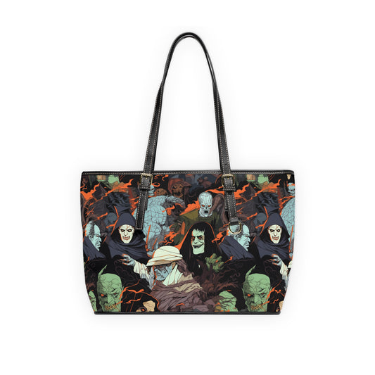Leather Shoulder Bag - Spooky Monsters Anime Alpha
